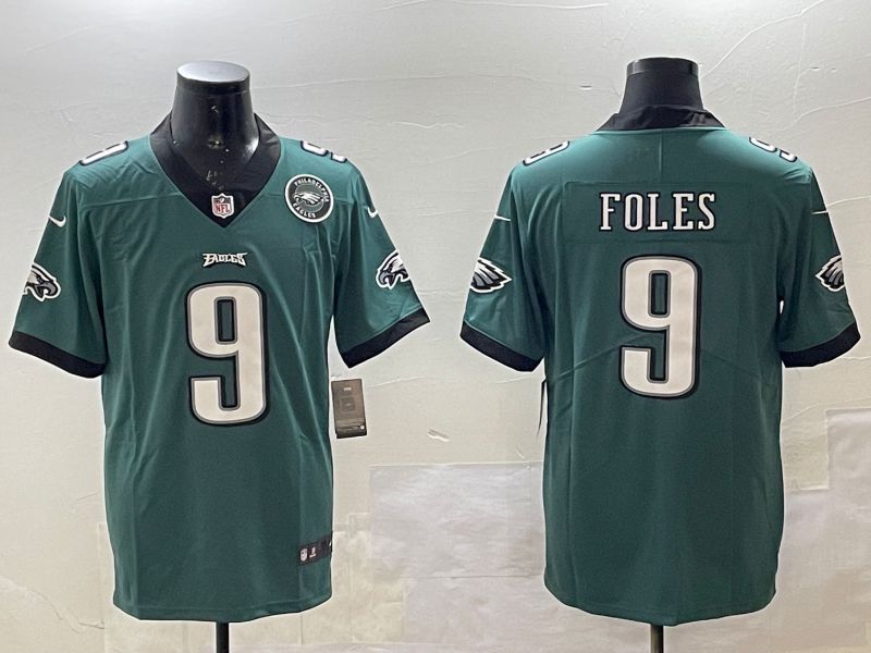 Men Philadelphia Eagles #9 Foles Green 2025 Nike Vapor Limited NFL Jersey style 3